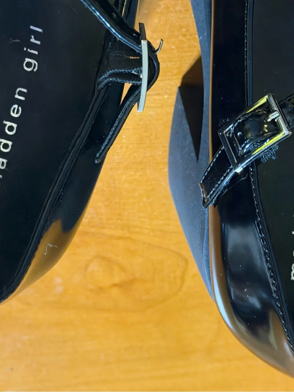 Madden Girl Black Patent T‑Strap Platform Mary Jane Heels